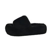 Wear Thick-Sed Haired Slippers Women 2025 Autumn And Winter Plush Indoor Home Lazy Cotton Slippers