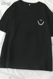 Women Short Sleeve Tees O-neck Embroidery All-match Basic Fashion Unisex Teenagers Leisure Soft Summer Simple