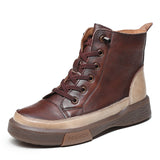 Martin Boots Women Retro Water Wash Skin With Beef Rib Bottom Boots Flat Base Soft Bottom Boots Plus