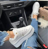 Single Shoe Thick Soles With Small White Shoes Women's Loose Cream Soles Sports Style Pure Color Board Shoes