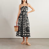 Spring 2025 New Fashion Sexy Printing Dot Tample Tling Belt Senior Sense Long Sling Dress