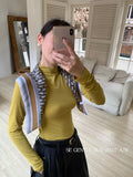 Xixi 2025 Autumn New White Standard Long-Sleeved High-Neck Knitted Top Sweater Female