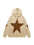 Star Zip Up Oversized Hoodie-Outfit