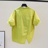 Simple Summer Thin Short-Sleeved Shirt Women 2025 New Fashion Loose Long Pocket Cardigan
