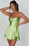 Summer New Sexy Slimming Bare Back Solid Color Sling Dress