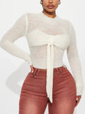 Front Breast Bow Kinetic Sweater With Sexy Body-Renovation Hottie Light Ripe Wind Pure