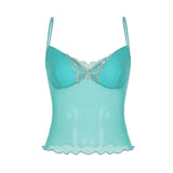 Bo Butterfly Embroidery Design Mesh Splicing Sling Sling Vest Sexy Perspective V Collar