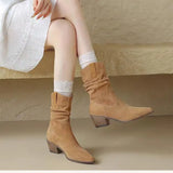 Women's Boots Tip Wrinkled Short Boots Women's Spring And Autumn New Trend British Style With Ladies
