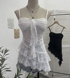Shoot Sweet Spice Girls Irregular Lotus Side With Chest Pad Sling Vest Sexy Lace Sleeveless Top
