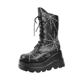 2025 New Martin Boots Goth Slope And Thick Bottom Spider Web Short Boots Women's Size