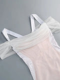 Silver Bustier Off-Shoulder Mesh Midi Dress- Outfit