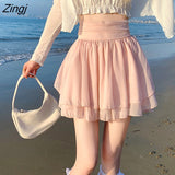 Skirts Women Mini Elegant Sweet Girls Cute High Waist Summer Fashion Korean Design Y2k Clothes Females Leisure Vintage