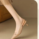 Sandals Women 2025 Summer French Temperament After The Empty Cat Heel Tip Finger Fine Heel High Heel Women's