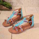 Sandals Women 2025 Spring And Summer New Round Head Flat With Bohemian National