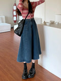 Zingj Sense Splicing Denim Skirt A Word Umbrella Skirt Spring Korean Version 2024 New High Waist Show Thin Skirt Women's