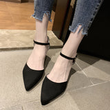 Heel Women's 2025 New Working Shoes Women Black Light Mouth Empty Single Shoes Female Buckle Net Red