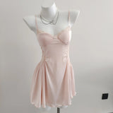 Sexy Ice Silk Pyjamas Women Pure Wind Autumn Winter Lace Tidive Breast Pad With Pajamas 2025 New