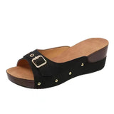 Thick Bottom Slope And Cool Slippers Women's Summer Leisure Belt Buckle Women's