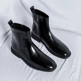 2025 New Male British High Gang Middle Set Foot Side Zipper Big Head Retro Platform Work Boot
