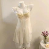 Pajamas Women 2025 New Pure Desired Style Advanced Sensing Chest With Pajamas With Sleeping Skirts Summer Transparent Lace