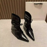 Small Western Cowboy Short Boots In The Autumn And Winter Of 2025, Sharp Bow Sleeves And Trouser