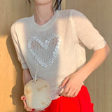Zingj New Design Sense Female Minority Korean Chic Sweater Sweater Love Bottom Shirt Jacket-Outfit