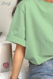 Sleeve T-shirts Women Summer Embroidery Loose Korean Style Simple All-match Trendy Causal Chic Girls Ins BF Tees Daily