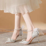 High Heels Fairy 18-Year-Old Rite Crystal Wedding Shoes Bridal Shoes New French Fine Heel Not Tired Single