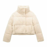 Fur Fleece Puffer Cropped Coat- Outfit