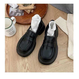 Soft Leather Single Shoes Women's Spring New College Style Black Leather Shoes With A British Foot