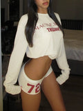 Knitted Printing Set Of Female Letter Printing Design Youthful Vitality Sexy And Simple Wind