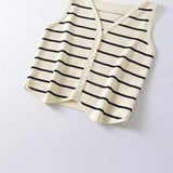 Women's Clothing Explosion V-Neck Sleeveless Striped Knitted Vest Women's