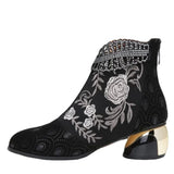 And Ethnic Women's Shoes Embroidered Rough And Autumn And Winter Women's Boots Large Size Martin Women's Short Boots 2025