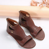 Toe After Zippered Sandals Women's Large-Size Retro Windy Slippers Roman