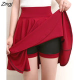 Shorts Skirts Womens 2023 Summer Fashion School Korean Style Red Black Mini Aesthetic Pleated High Waist Skirt