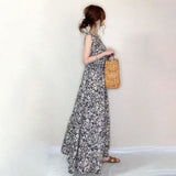 Summer New Small Broken Floral Dress Round Collar A-Shaped Dress With Sleeveless Sleeveless