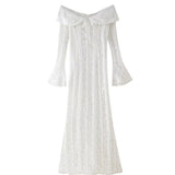 Women's Clothing Explosion Fashion Elegant Sexy One-Word Shoulder Lace