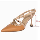 French Fine-Heeled High-Heeled High-Heeled Rivet Thorned Roman Sandals In The Summer Of