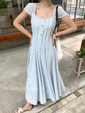Xixi 2025 Summer New French Temperament High-Waisted Dress Pure Desire Holiday Dress Women