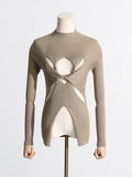Zingj Girl Wind Knit Sweater Female 2024 Summer New Half High Collar Slim Show Thin Kink Senior Sense Hollow