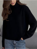 And Winter Pure Color Short High-Collar Sweater Women's Loose Leisure Knitting Shirt 2025 New Thicker