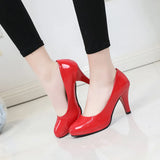 Supply High Heel Round Leather Professional Work Shoes Fashion High Heels Women's Shoes Four Seasons Shallow Single