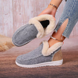 And Winter Large-Size Short Barrel Color Snow Boots Women's Feet Warm Flat Bottom Hair Mouth Cotton Boots