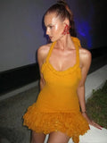 Autumn And Winter Hand-Woven Jasmine Rope Shoulder Strap Tuxedo Skirt Tidly Skirt