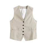 Women's Linen-Blend Vests In Spring And Summer 2025S + Shorts Sets Of Trendy