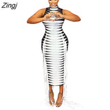Women Dress Tassel Sleeveless Bodycon Party Night High Streetwear Long Dresses For Women