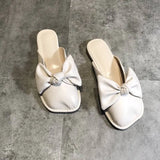 Half Slippers Women Summer Wear 2025 New East Gate Fashion Ugly Bow Flat Cool