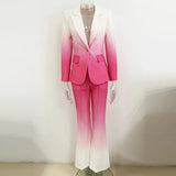 New Fashion Temperament Gradient Color Repair Suit Horn Trouser Set Two