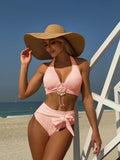 2025 New Small Fresh Shell Beach Special Fabric High-Waisted Split Swimsuit