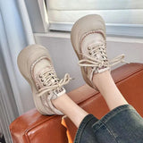Layer Of Cowhick Retro Thick-Sed Loose Cake Shoes Women 2025 Spring New Casual Big Shoes Leather Single